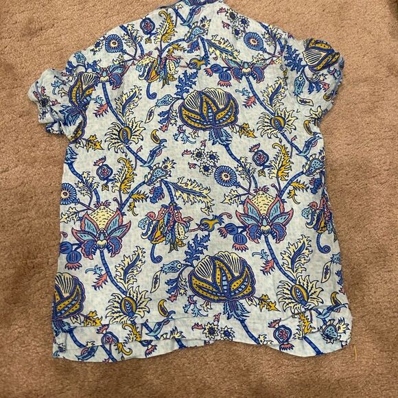Roller Rabbit Blue Amanda Linen Lulu Set Polo Pajamas Paisley Print - Picture 7 of 10